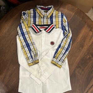 Carolina Herrera Blue and Yellow Button Down Shirt Classic Plaid
